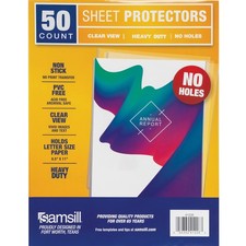 Samsill No Holes Sheet Protectors, 50 Pack, 8.5 x 11 Inch Page 50 Clear