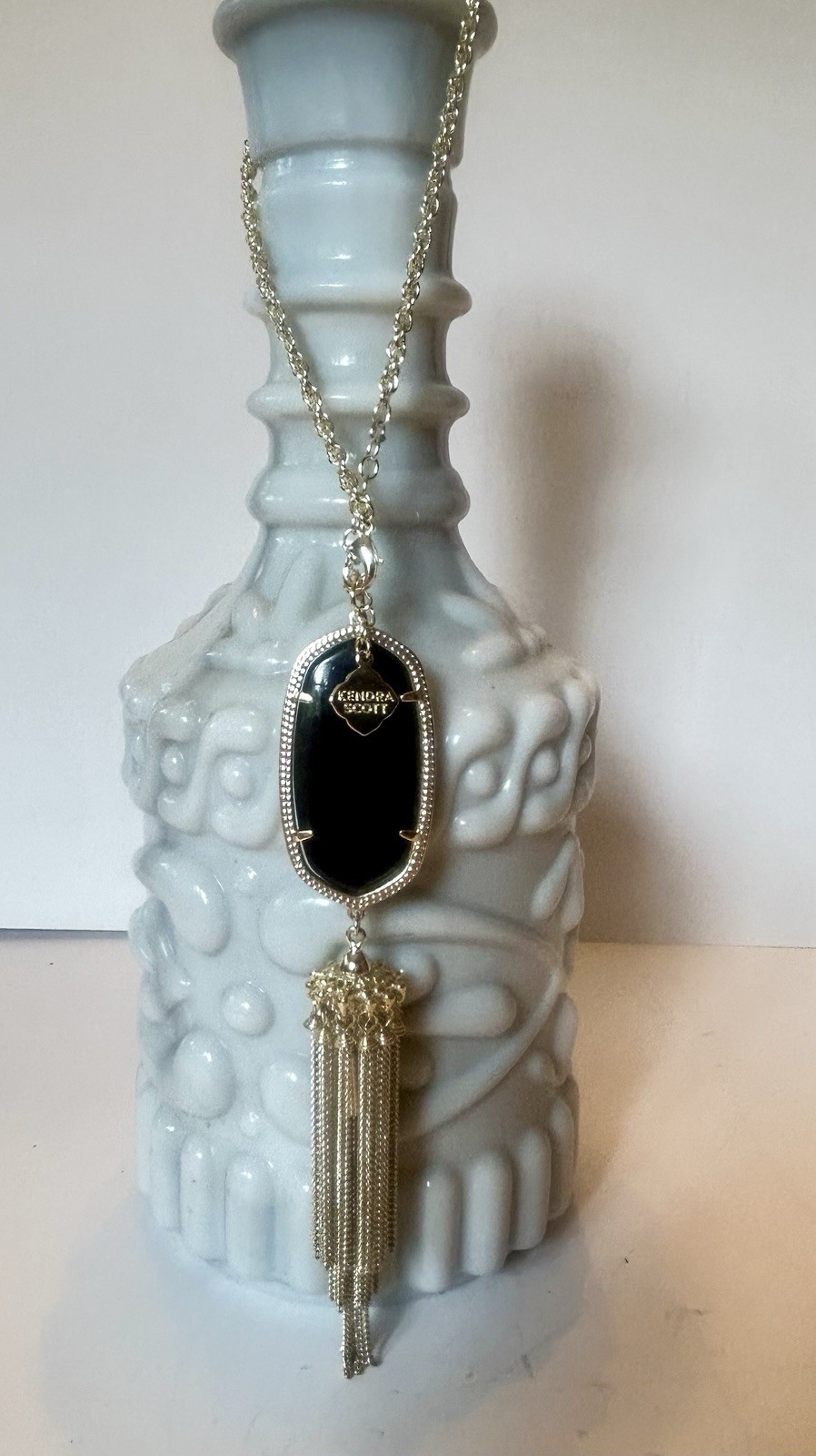 Kendra Scott Gold Plated Rayne Necklace with Black Pendant