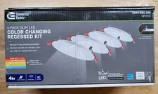Commercial Electric Ultra Slim 4in Color Selectable Canless Recessed LED Kit 4PK