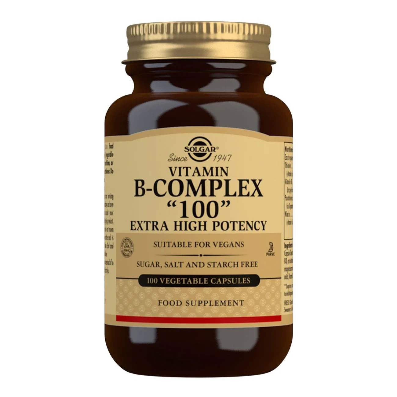 Solgar Vitamin B-Complex ""100"" Extra High Potency 100 Vegetable Capsules