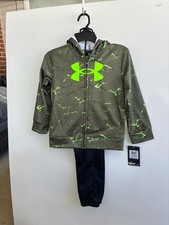Under Armour Boys 2-Piece Full Zip Hoodie and Joggers Set Marine OD Green Size 5