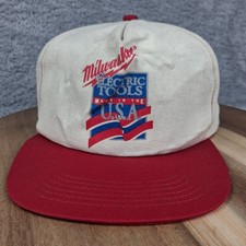 Vintage Milwaukee Electric Tools Hat Cap Snapback Red White Made In USA