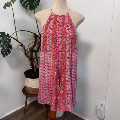 Rebecca Taylor Amanda Silk Halter Dress 0 Red Floral Print Mini Shift 316945D359