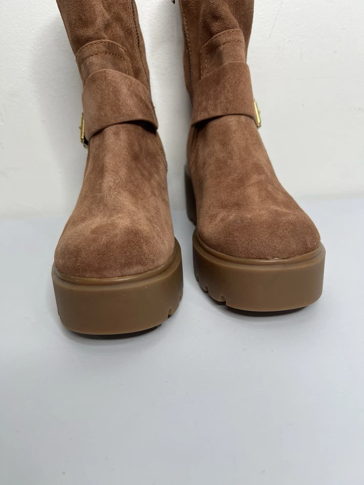 Женские замшевые кожаные мотоботы на платформе Michael Kors Perry коричневые размер 7,5 - Изображение 3 из 4