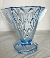 Stölzle #19083 Czech Art Deco 1930's Blue Glass Vase
