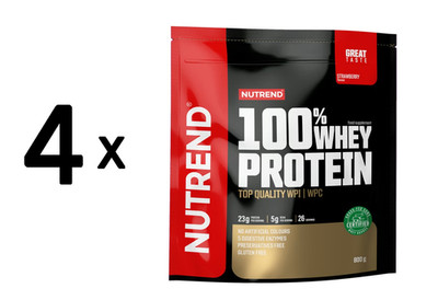 4 x Nutrend 100% Whey Protein, Strawberry - 800g (43,75 EUR/kg)