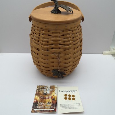 Longaberger Century October Fields pumpkin Basket Lid Protector & Tie On