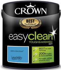 CROWN EASY CLEAN MATT EMULSION PAINT 2.5L WALLS CEILINGS WOOD METAL ALL COLOURS
