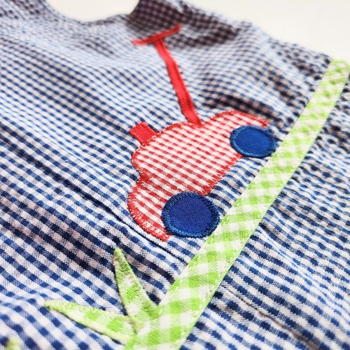 Funtasia! Too Dallas Vintage 90s Lawn Mower & American Flag Reversible Shortalls - Picture 2 of 8