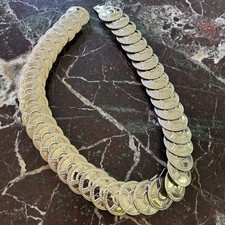 Vtg 90s Silver Coin Concho Belt Women Stretch Western Boho Festival Y2K 25-39