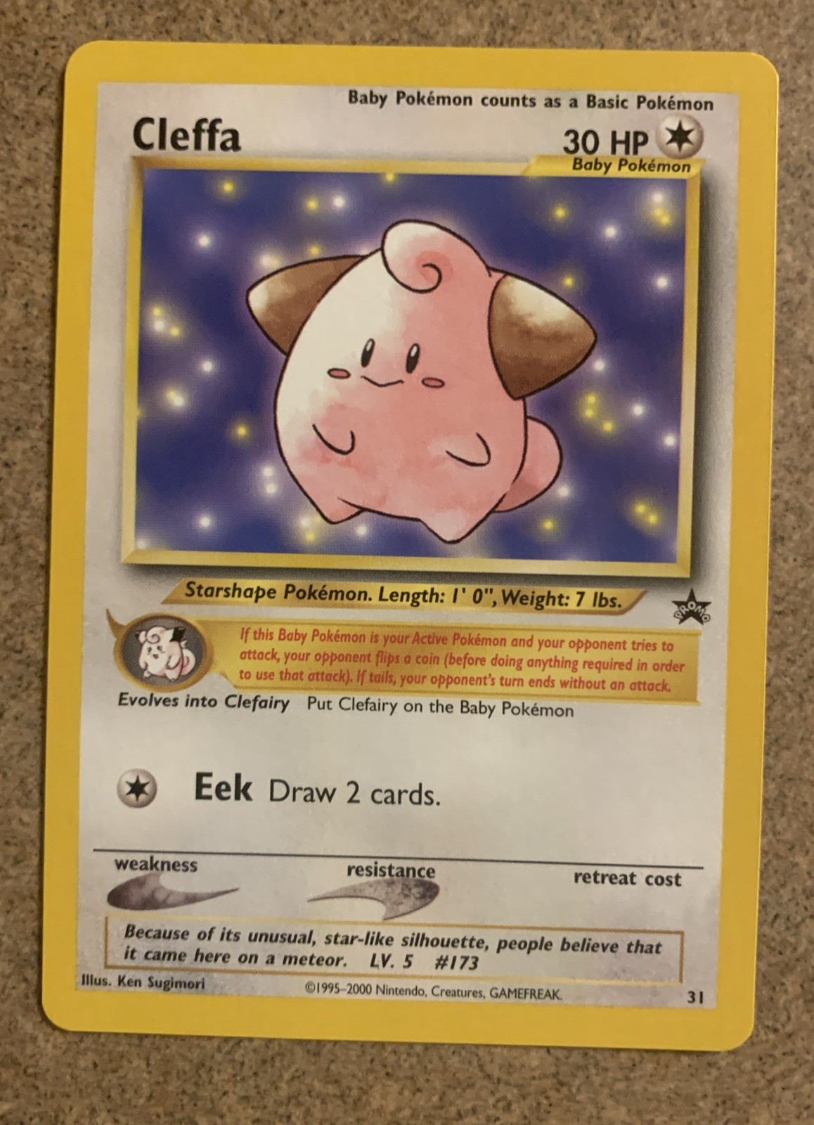 2001 CLEFFA BLACK STAR PROMO #31 POKEMON TCG NM
