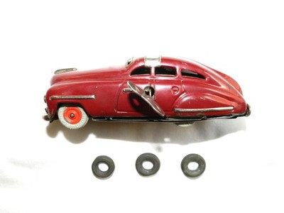 Vtg Schuco FEX 1111 Wind Up Toy Red Car w/Key US Zone Germany