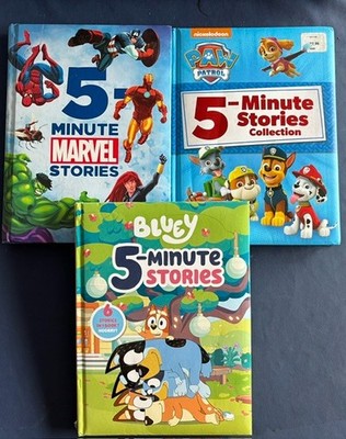 Paw Patrol, Bluey, Marvel 5 Minute Story Books Hardcover Lot of 3 Ages 4-8