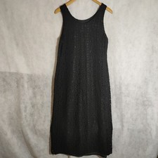 Vintage George Lace Sleeveless Midi Dress UK 18 Black Sheath Wiggle Y2K 90s Goth