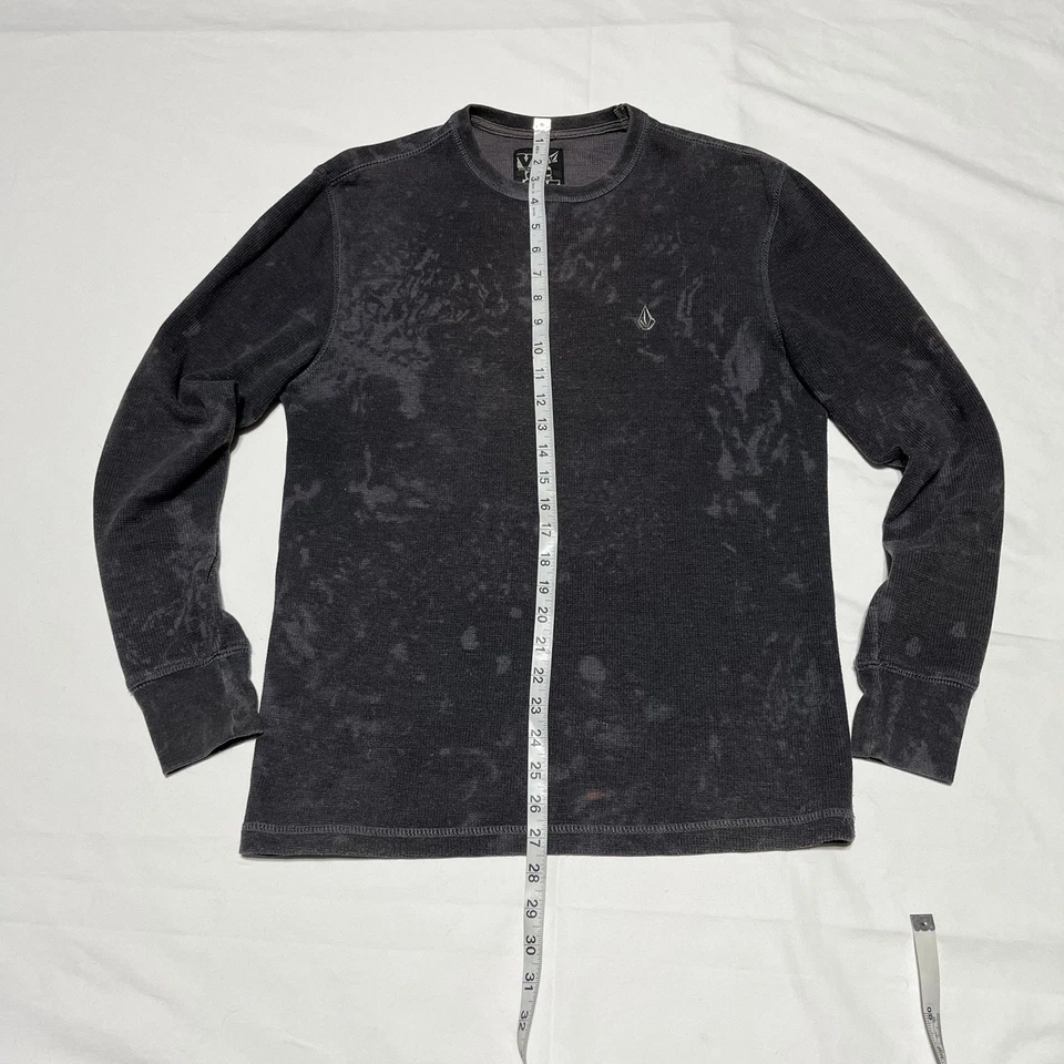 Vintage Volcom Waffle Thermal Long-Sleeve Heathered Gray Splash Shirt Men/Small - Image 3 of 4