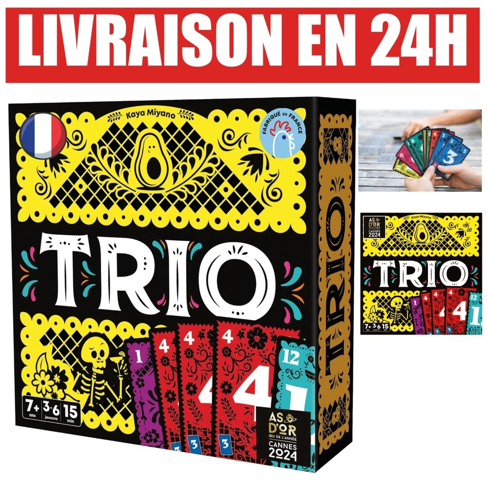 Jeu de cartes Trio As d'or 2024 3 à 6 joueurs Fabriqué en France - Photo 1/4