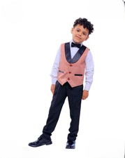 Boys Vest Set Formal Dress Suits Wedding Outfit Dresswear - Rose