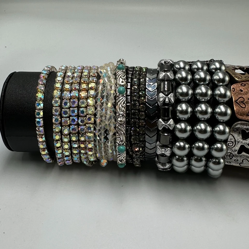 Lote Pulsera Elástica Colorida Gruesa Declaración Elegante Boho Bisutería Foto 3 de 4