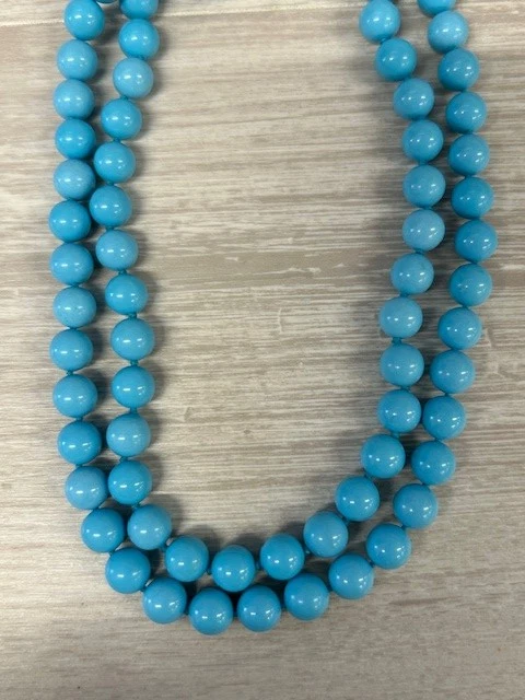 Ross Simons 1.90ctw Diamond Lab Created Turquoise Bead Necklace 18k Gold w/ Box - Image 4 of 4