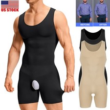 Mens Shapewear Compression Bodysuit Full Body Shaper Slimming Fajas Para Hombres