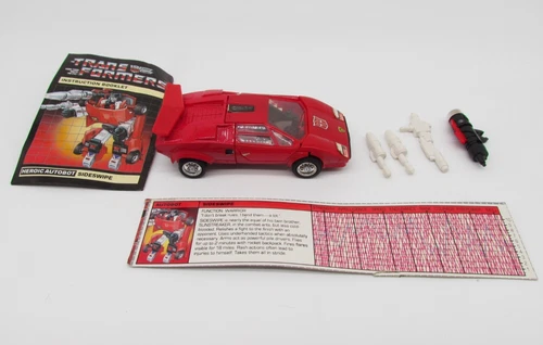 Vtg G1 Transformers – Sideswipe Complete w/ Instructions, Stats Card & Weapons