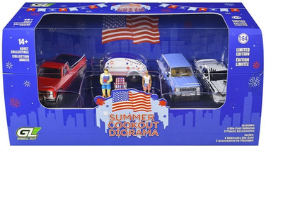 GREENLIGHT ガレージ　ジオラマ　1/64 GREENLIGHT 1:64 MULTI CAR DIORAMA SET - SUMMER COOKOUT - GL 58058