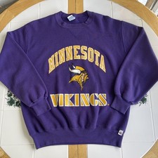 Vintage Minnesota Vikings Sweatshirt L Russell Athletic NFL Purple 90s Retro