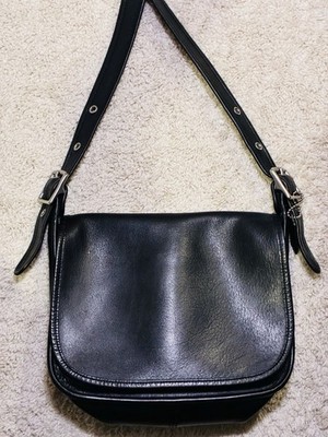 バッグ COACH Vintage Leather Black Shoulder Bag Vintage Coach Black Shoulder Bag Zip Closure Adjustable Strap | eBay