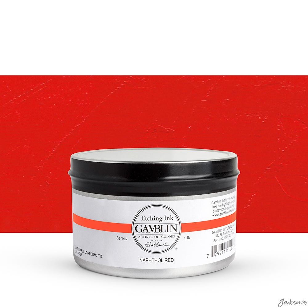 Gamblin Etching Ink Burnt Plate Oil 454g Napthol Red Printmaking