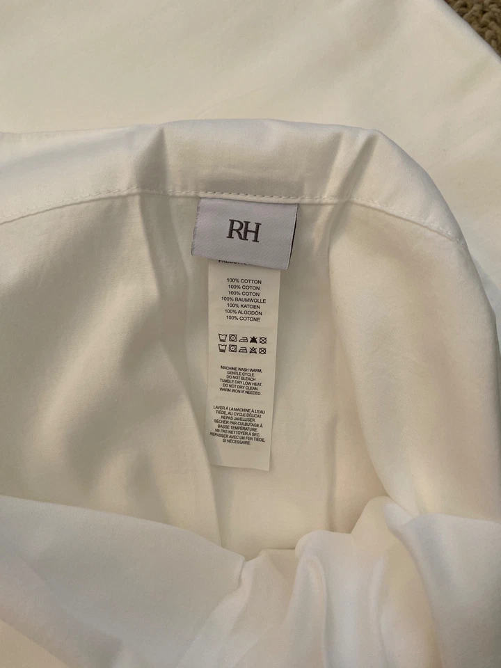 Juego de sábanas restauración herrajes ropa italiana teñida algodón cepillado blanco rey Foto 4 de 4