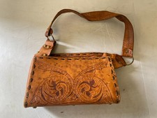 Vintage Mexican Hand Tooled Leather Purse Handbag Roses