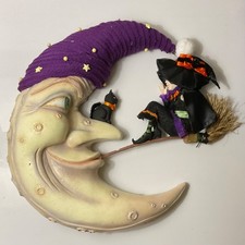 Katherines Collection Halloween Hollow Witch On Broomstick With Moon Wall Piece
