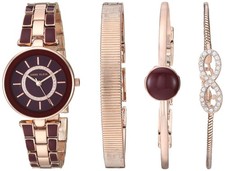 Anne Klein Womens Premium Crystal Accented Watch and Bracelet Set