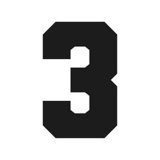 Number Three Varsity font Vinyl decal 3 bold sports font Sticker