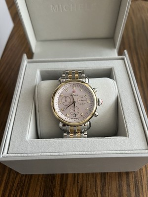 Michele Two Tone Diamond Chronograph Watch MWW03D000052