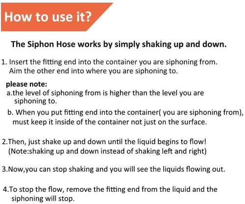 3/4" Gas Siphon Hose, Shaker Siphon for Gasoline/Fuel/Water Transfer, Safety ... - Picture 5 of 5
