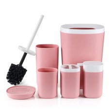 6 Piece Bathroom Accessory Set Plastic Bath Accessories Bathroom Gifts Set wi...