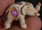 MEXICAN NATURAL MATRIX MULTI-COLOR FIRE OPAL ELEPHANT STONE CARVED DECO FIGURINE
