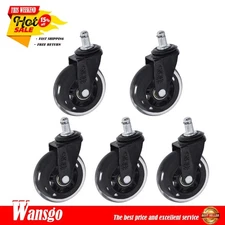 Set of 5 Office Chair Caster Rubber Swivel Wheels Replacement Heavy Duty 3 inch