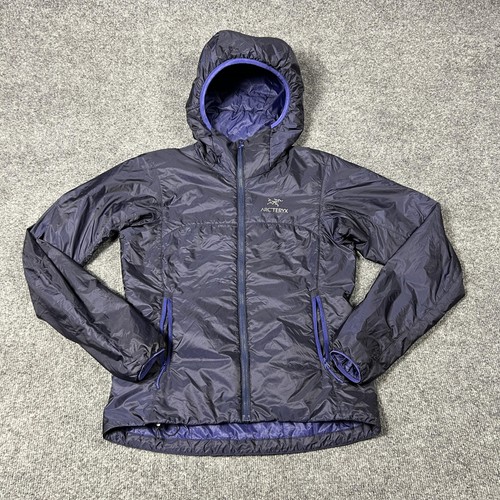 Arc'teryx Atom LT Jacke Damen XS lila Kapuze Full Zip leicht Outdoor