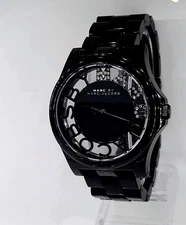 Marc by Marc Jacobs 'Henry Skeleton Dial', Black Quartz Analog Watch