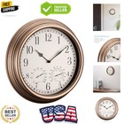 Waterproof 12-Inch Outdoor Clock & Thermometer - Copper Elegance for Patios