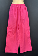 Candy Pink Ultra Light Parachute Fabric Wide-Leg Cargo Trousers BNWT £34