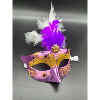 Masquerade Venetian Mask Mardi Gras Carnival Purple, Gold and White sparkle eye