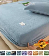 Luxury Warm Mattress Cover FittedSheet Elastic Fluffy Milk Velvet Bed Cover Soft