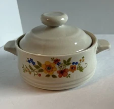 Sweet Flowers Bake Serve N Store Stoneware Bowl Individual Casserole Dish w/ Lid