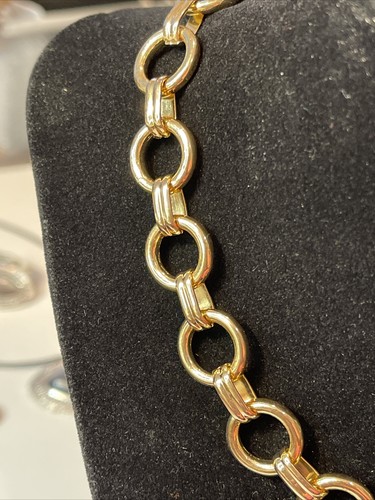 EXPRESS Gold Tone Link Elegant Statement Choker Necklace 16” - Picture 4 of 8