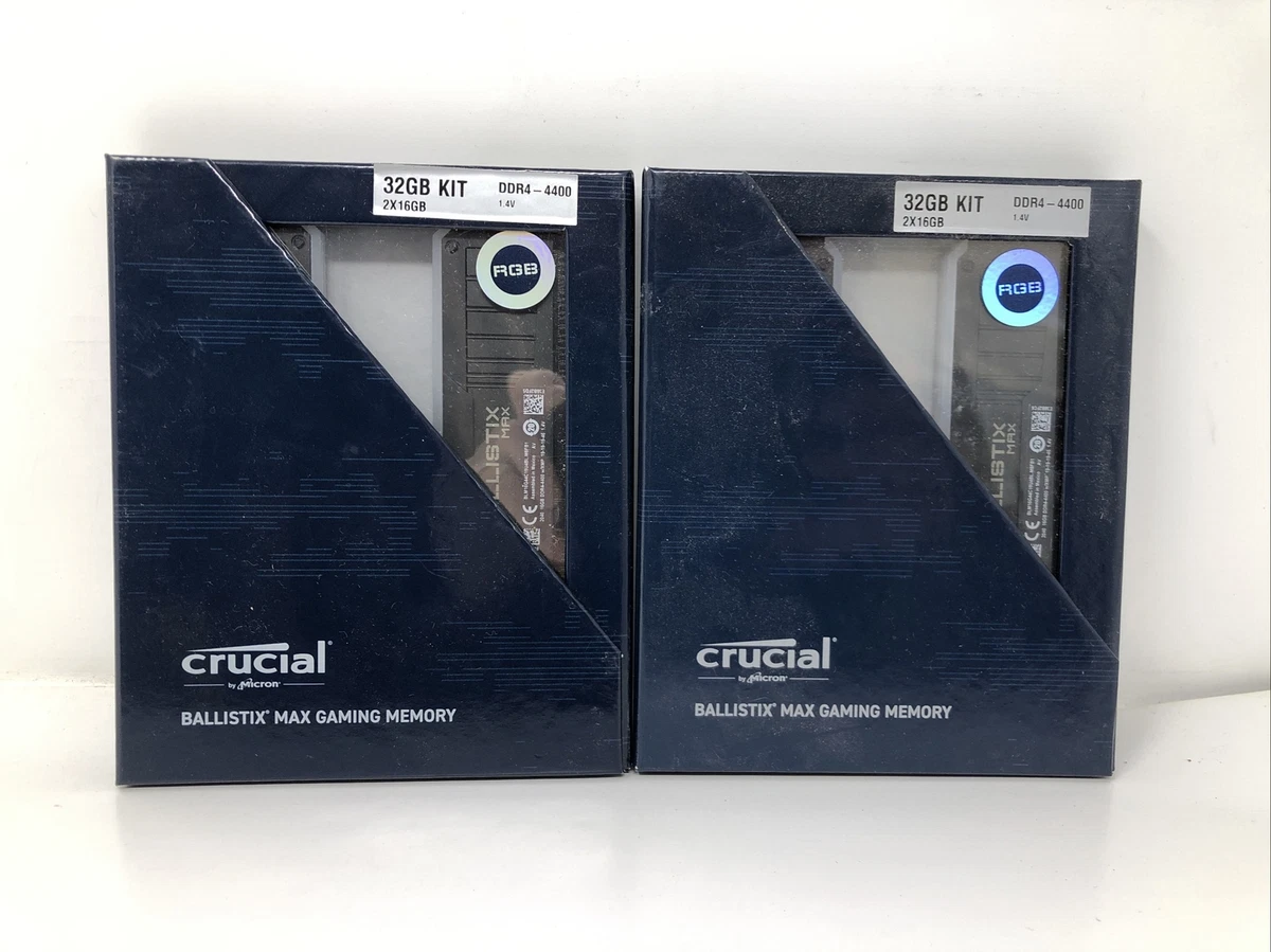 Lot Of 2 Crucial Ballistix 32GB 2 x 16GB DDR4-4400 Desktop Gaming Memory