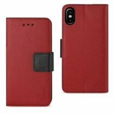 For iPhone X / Iphone Xs PU Leather Wallet Folio Case - Red