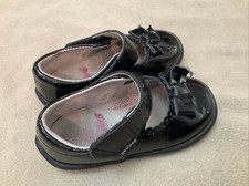Pediped 23 Baby Girls Black Shiny Mary Janes Shoes Grip N Go patent leather